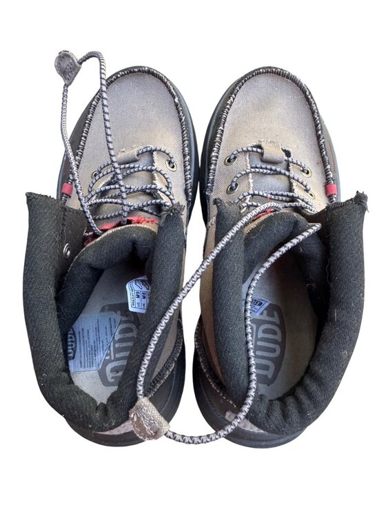 Hey Dudes Bradley Waxed Canvas Size 9 Men\'s EUC Gray